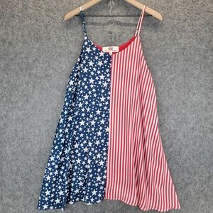 Jadelynn Brooke Dress Womens L Patriotic Star Stripe Tank Sleeveless USA Flag